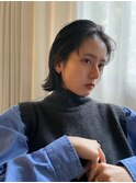レイヤーミニウルフチェリーブラウンショート美髪前下がりボブ
