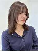 伸ばしかけミディアムレイヤー透明感グレージュ10代20代30代