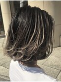 外国人風ハイライトグラデーションカラーボブ☆