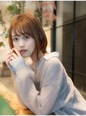 大人かわいい前髪セシルカットココアブラウンフリンジウェーブ