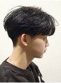 ハイライトメンズ波巻きスパイラルパーマサーフスタイルウルフ