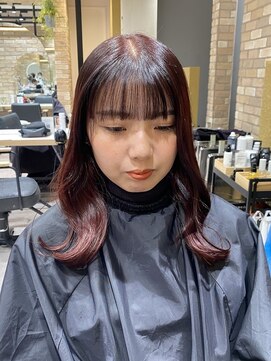 ゼスト 三鷹店(ZEST) 外ハネボブチェリーレッド似合わせ韓国レイヤーカット/三鷹 実