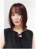 ミディアム前髪カット顔周りレイヤー小顔_F1005