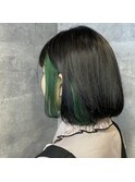 王道ワンレンボブ/インナーグリーン【charachalone池袋/本松】