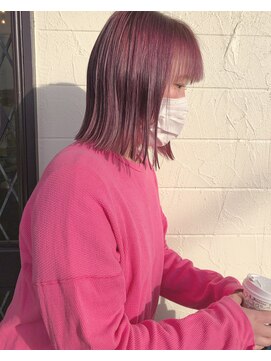 レジスタヘアーワークス (REGISTA hair works) 切りっぱなしbob×ピンクバイオレット