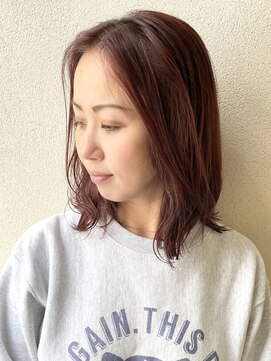 オウルヘアー(Owl hair) 肩下ミディアム/ピンクオレンジ