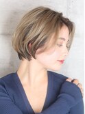 小顔美髪イメチェンピンクブラウン切りっぱなしボブショート