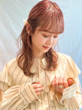 ディッセンバー 渋谷(December) ケアブリーチ/オレンジベージュ/レイヤー/ワイドバング