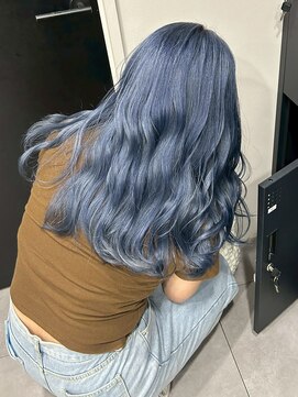 Beleza 川越 -ブリーチ・ハイトーン・ダブルカラー・エクステ・羽エクステ- 17895黒髪ダークブルーワンホンレイヤー韓国フィンガーウェーブ