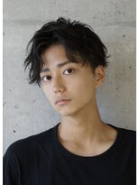 黒髪×アップバング×ニュアンスパーマ[表参道/青山/渋谷/原宿]