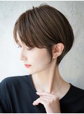 大人可愛い20代30代40代黒髪前下がりショートボブ丸みショート◎