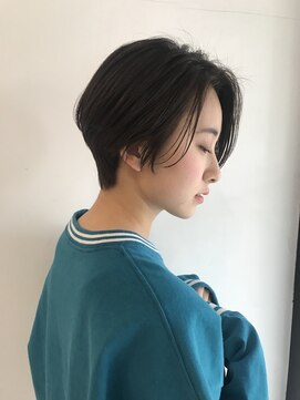 ガーデンヨコハマエスト(GARDEN YOKOHAMA est) 大人可愛いショート×黒髪×グレージュ×前髪パーマ