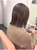 ぷつっとボブ/アッシュブラウン/透明感カラー/切りっぱなしボブ