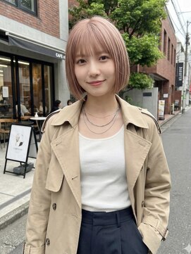 #ショートボブ #ピンクベージュ ＃ダブルカラー