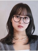 似合わせカット ミディアムレイヤーカット ダークアッシュ
