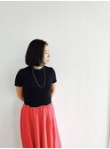 大人キレイすっきりアッシュ結べるボブアッシュブラックCカール