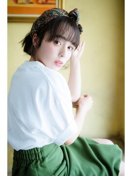 ページボーイ美容室 シンプルボブ×スカーフアレンジ