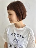 オレンジベージュのボブ