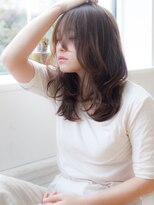ゆるふわデジタルパーマ大人可愛いかきあげ小顔ロングレイヤー