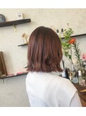 20代30代40代大人可愛いピンクヘアカラー外はねボブ