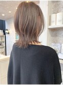 福山市美容室Caary人気レイヤーミディアム透明感ブラウンカラー