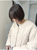 大平/ミニボブ外ハネショート暗髪ラベンダーカラー透け感前髪