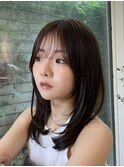 大人かわいい顔まわりレイヤーミディアムレイヤーイルミナカラー