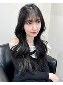 顔まわりレイヤー 艶カラー 暗髪 韓国風 髪質改善 福岡美容室