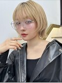 海外レイヤーミニボブ 切りっぱなし ハイトーンベージュ t1123