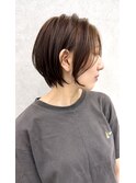 小顔ショートボブカラー大人ショートボブひし形ショートカット