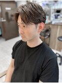 フェザーパーマ×センターパート