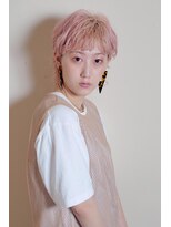 クシュ 所沢東口店(kusyu...) ビビットピンク×眉上バング×オン眉×前髪パッツン×ブリーチ