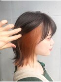 ブリーチインナーカラーオレンジカラー前髪カットトリートメント