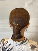 浴衣に合わせた ヘアセット タイトシニヨン