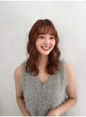 ミディアムパーマレイヤーパーマウェーブヘア前髪パーマ