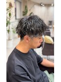 メンズ/波巻きパーマ/白メッシュ/秦野駅