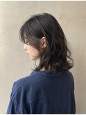 ミディアムレイヤー/ニュアンスパーマ/暗髪