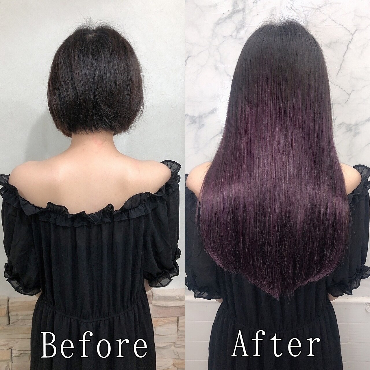 ダークバイオレット#プレミアムケアカラー#シールエクステ#天神