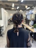 ミディアムアレンジ__編み下ろし__ヘアセット