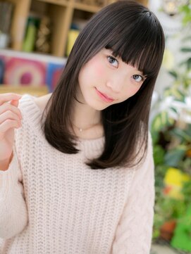 カバーヘア ブリス 大宮西口(COVER HAIR bliss) 黒髪グレージュアッシュぱっつん前髪ロングc6大宮20代30代40代