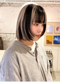 デザインカラーコントラストハイライト切りっぱなしボブ