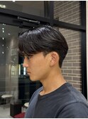 毛流れセンターパートニュアンスパーマカルマヘアメンズ パーマ