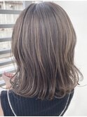 小顔セミウェットウェーブピンクベージュハイライトカラー