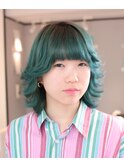 ■聖子ちゃんカット　× グリーンヘア