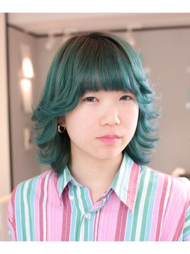 フリーダムメルシー(freedom Merci) ■聖子ちゃんカット　× グリーンヘア