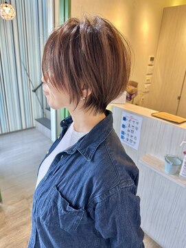 立川 似合わせカット ショートカット ハイライトカラー ベージュ