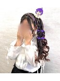 編みカチュ　サイドポニー