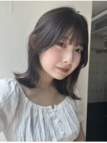 外ハネボブショコラアッシュ前髪小顔カットモテ髪