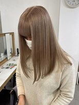 リムレスバイサンク 万代 新潟駅(LIMLESS by cinq)&nbsp;ミルクティーベージュカラー顔まわりレイヤー韓国ブリーチカラー