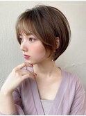 美髪ミディアムストレート/寒色系カラー/極細ハイライト